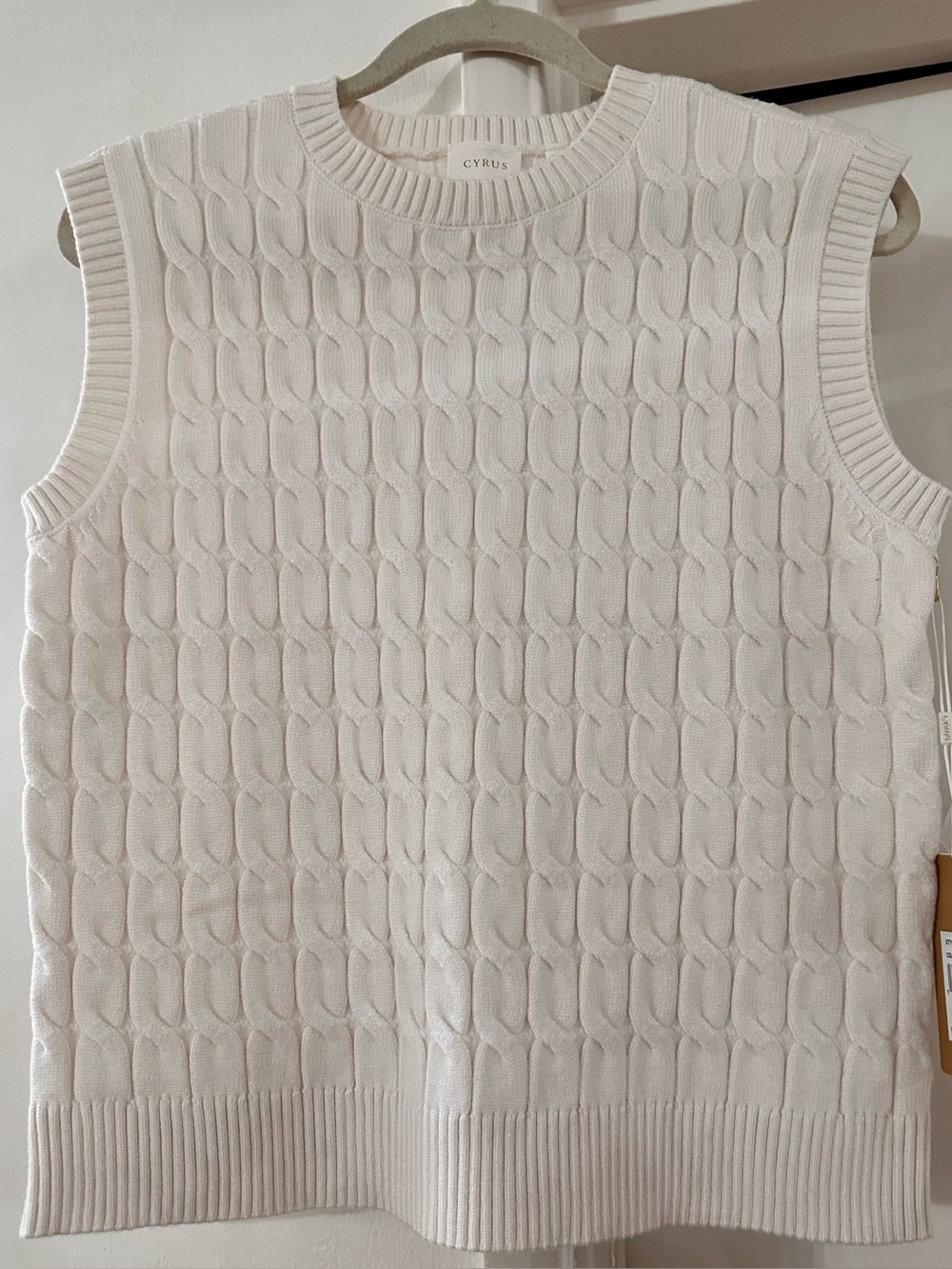 Cyrus Cream Cable-Knit Sleeveless Sweater Vest